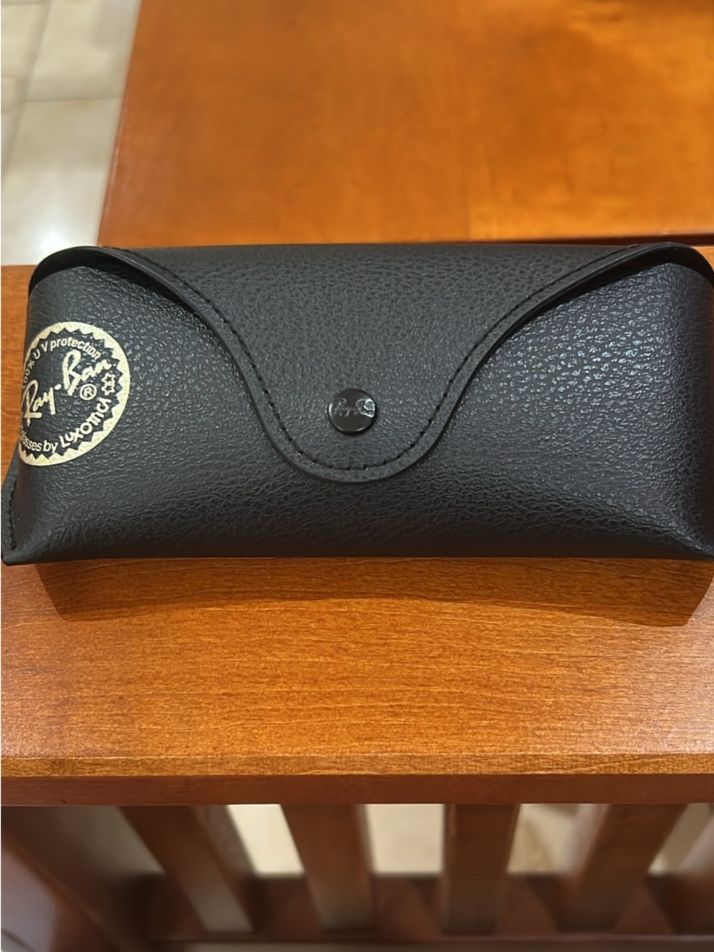 Ray-Ban Black Leatherette Sunglasses Case with Gold Logo Seal